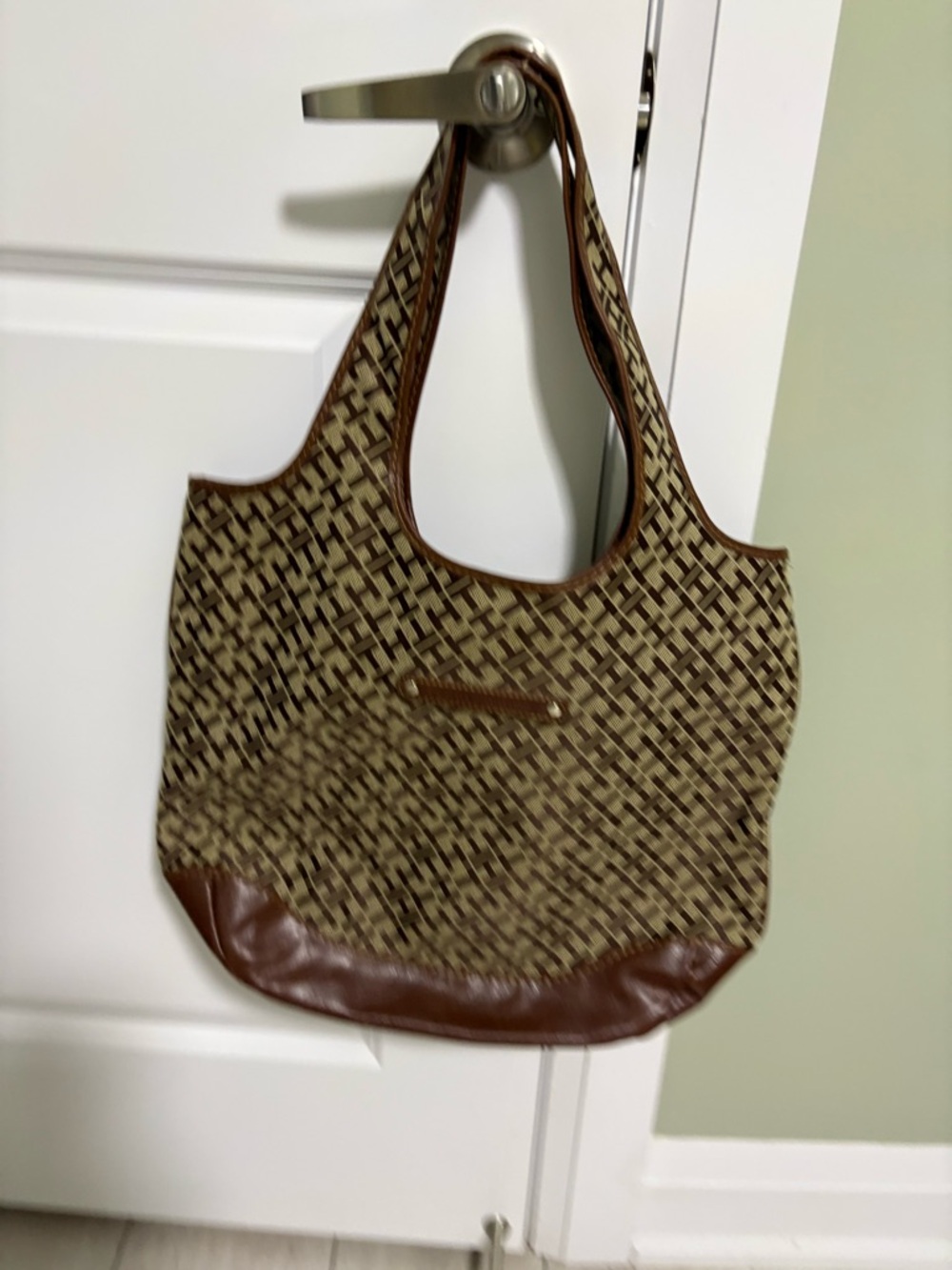 Tommy Hilfiger Brown & Cream Woven Tote